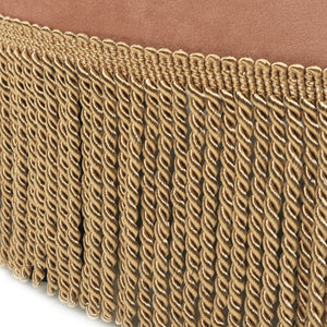 English Elm Jennifer Taylor Home - Yolanda 24" Round Velvet Ottoman - Plush Peach Orange With Gold Trim, Chic Accent For Any Room B2719P238164