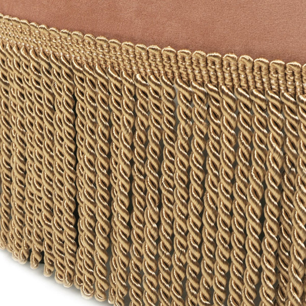 English Elm Jennifer Taylor Home - Yolanda 24" Round Velvet Ottoman - Plush Peach Orange With Gold Trim, Chic Accent For Any Room B2719P238164