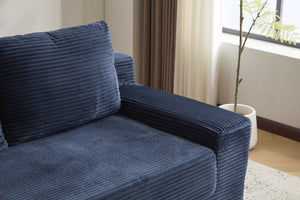 English Elm Loveseat Corduroy Bean Bag Sofa Bed with Memory Foam, Reversible Cushions, Plush Bolsters, No Assembly Required Dark Blue W3723P346939