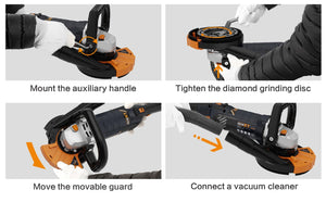 English Elm 5 Inch Diamond Grinder 1500w 14a Motor 7 Speed Concrete Polishing Kit Dust Port T3177P305045