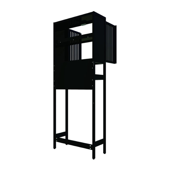 English Elm Toilet Side Bamboo Tower with Louvered Doors Open Shelf Freestanding Bathroom Organizer W2207P334026