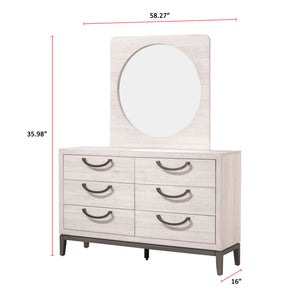 English Elm 1pc Sleek Contemporary Chest of Drawers with 4 Spacious Wooden Drawers, Neutral Finish, Easy Assembly Beige+White 63.5 L x 21.3 W x 35 H B011P266112