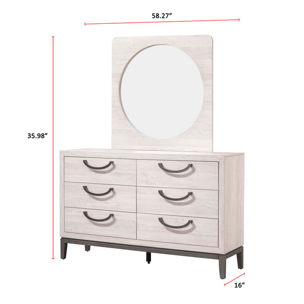 English Elm 1pc Sleek Contemporary Chest of Drawers with 4 Spacious Wooden Drawers, Neutral Finish, Easy Assembly Beige+White 63.5 L x 21.3 W x 35 H B011P266112