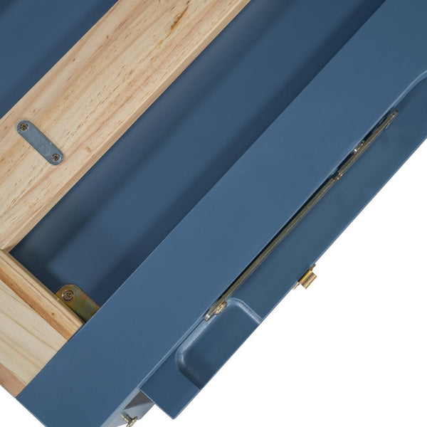 English Elm Queen Size Murphy Bed With Iron Legs, Modern Blue Finish, Space-Saving Design For Stylish Living N820S00035N-GIGA