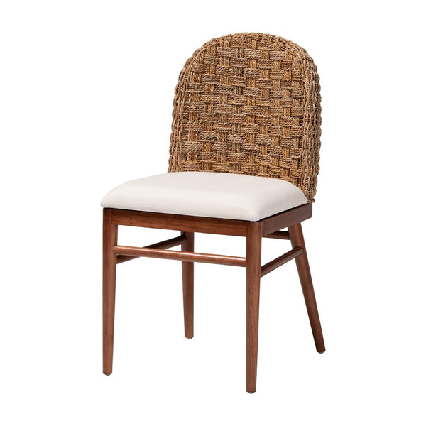 Baxton Studio bali Modern Bohemian Dining Chair - Handcrafted Acacia Wood & Seagrass, Cozy Comfort & Style Denver-Wood/Banana Leaf-DC