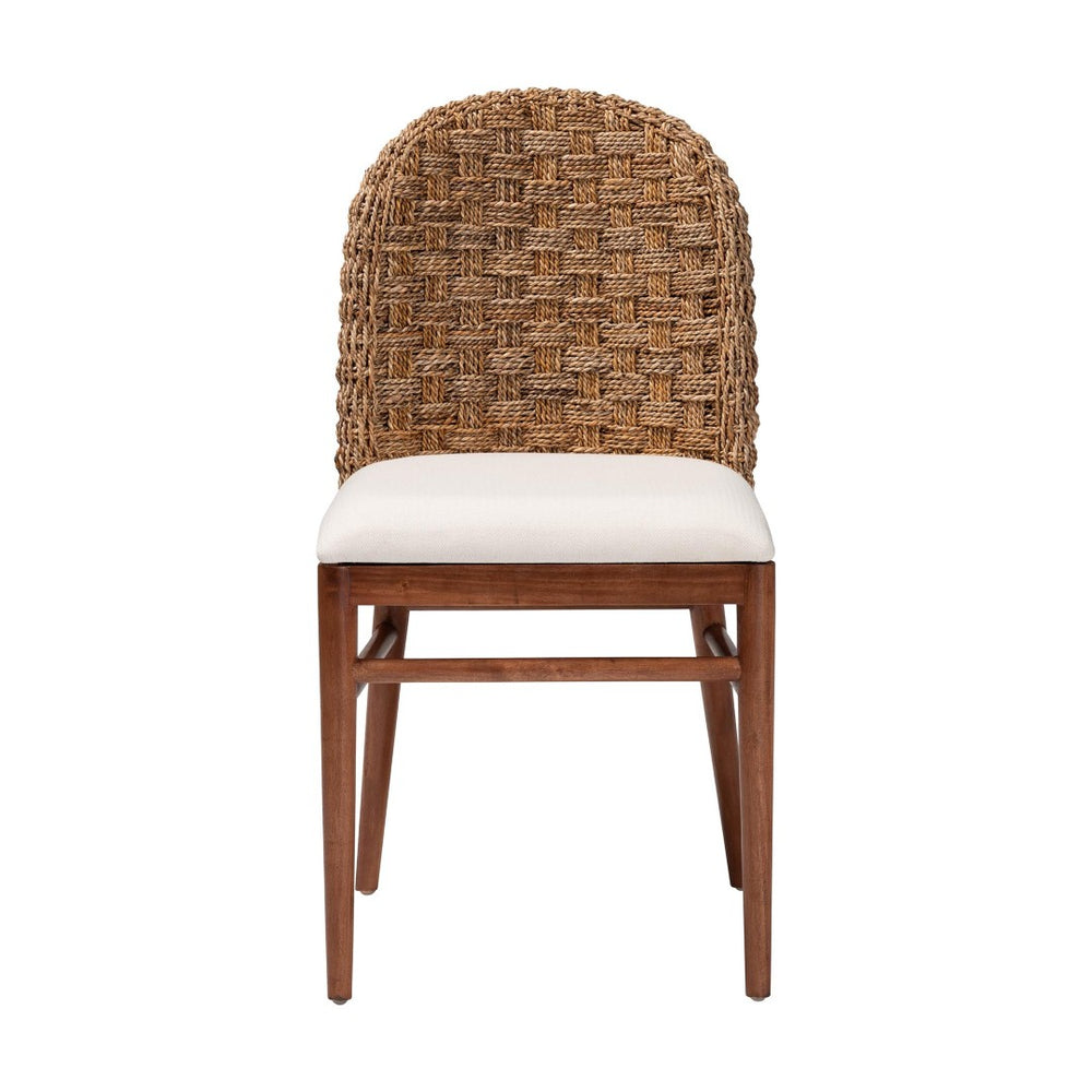 Baxton Studio bali Modern Bohemian Dining Chair - Handcrafted Acacia Wood & Seagrass, Cozy Comfort & Style Denver-Wood/Banana Leaf-DC