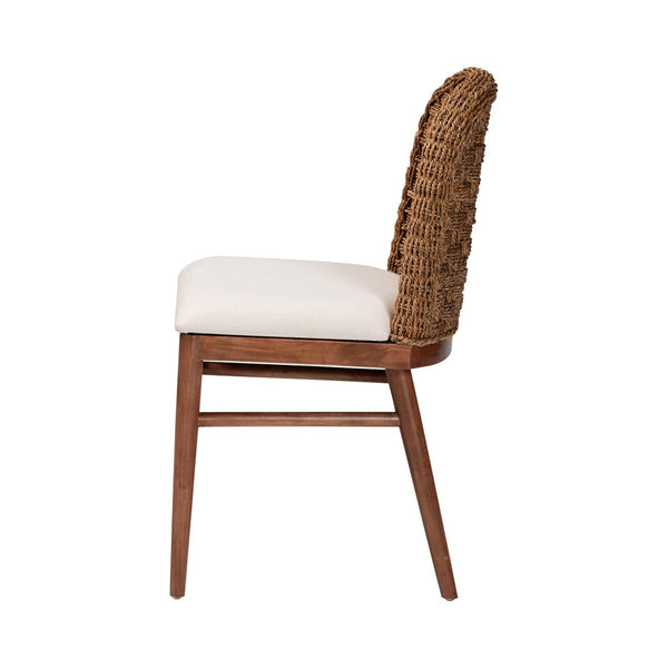 Baxton Studio bali Modern Bohemian Dining Chair - Handcrafted Acacia Wood & Seagrass, Cozy Comfort & Style Denver-Wood/Banana Leaf-DC