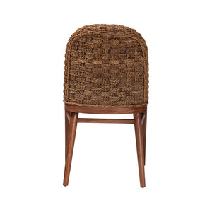 Baxton Studio bali Modern Bohemian Dining Chair - Handcrafted Acacia Wood & Seagrass, Cozy Comfort & Style Denver-Wood/Banana Leaf-DC