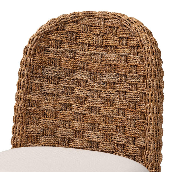 Baxton Studio bali Modern Bohemian Dining Chair - Handcrafted Acacia Wood & Seagrass, Cozy Comfort & Style Denver-Wood/Banana Leaf-DC