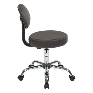 OSP Home Furnishings Pneumatic Drafting Chair with Chrome Base and Vinyl Seat for Studio or Counter Use Dillon Graphite ST235V-R111