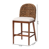 bali & pari Denver Modern Bohemian Walnut Brown Finished Acacia Wood and Seagrass 2-Piece Counter Stool Set