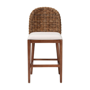 Baxton Studio bali Denver Modern Bohemian Counter Stool – Walnut Brown Acacia Wood & Seagrass Comfort Design Denver-Wood/Banana Leaf-CS