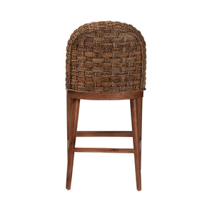 Baxton Studio bali Denver Modern Bohemian Counter Stool – Walnut Brown Acacia Wood & Seagrass Comfort Design Denver-Wood/Banana Leaf-CS
