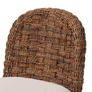 Baxton Studio bali Denver Modern Bohemian Counter Stool – Walnut Brown Acacia Wood & Seagrass Comfort Design Denver-Wood/Banana Leaf-CS