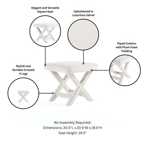 English Elm Abigail Velvet Accent Bench In Cream - Chic, Compact & Comfortable Seating For Any Room Decor B365P398205