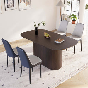 English Elm 63 Stylish Medieval Modern Dining Table & 4 Ergonomic Pu Chairs Set For Home & Kitchen Elegance W2189S00697