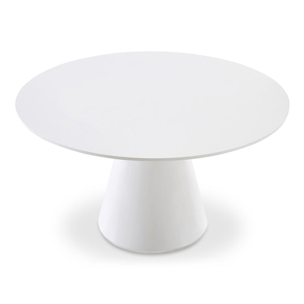 English Elm Otago 54 Inch Round Dining Table Geometric Base High Gloss Lacquer Modern Finish B2769S00007