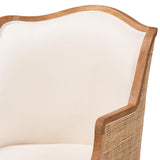 bali & pari Elizette Traditional French Beige Fabric and Honey Oak Finished Wood Accent Chair