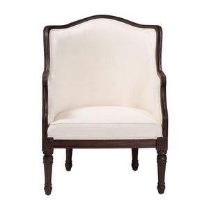 Baxton Studio bali Ornella French Accent Chair in Beige Fabric with Dark Brown Wood for Classic Home Elegance SEA667-Dark wood-NAT03/White-F00