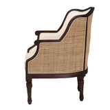 bali & pari Ornella Traditional French Beige Fabric and Dark Brown Finished Wood Accent Chair