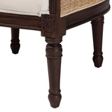 bali & pari Ornella Traditional French Beige Fabric and Dark Brown Finished Wood Accent Chair