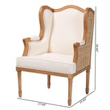 bali & pari Rachana Traditional French Beige Fabric and Honey Oak Finished Wood Accent Chair
