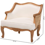bali & pari Sylvestra Traditional French Beige Fabric and Honey Oak Finished Wood Low Seat Accent Chair