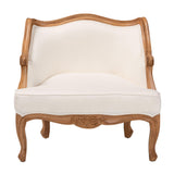 bali & pari Sylvestra Traditional French Beige Fabric and Honey Oak Finished Wood Low Seat Accent Chair