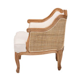 bali & pari Sylvestra Traditional French Beige Fabric and Honey Oak Finished Wood Low Seat Accent Chair