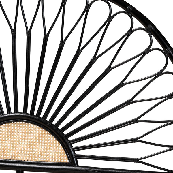 Baxton Studio bali Perenna Modern Bohemian King Size Rattan Headboard - Two-Tone Black & Natural Brown Design DC9045-Rattan-Black/Natural-HB-King