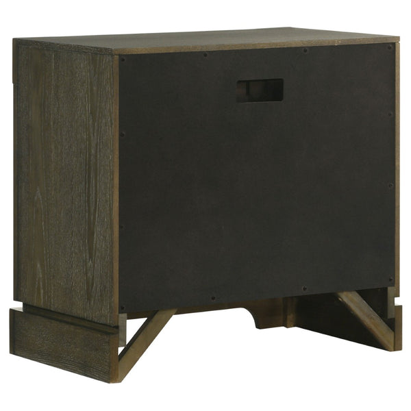 English Elm Harbington Queen Bedroom Set Boucle Headboard Brass Hardware Dark Cocoa Finish B062S01546