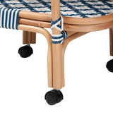 bali and pari Chasca Modern Bohemian Blue and White Weaving and Natural Rattan Wine Cart