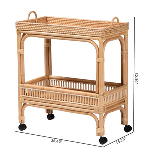 bali & pari Lombok Modern Bohemian Natural Brown Rattan Wine Cart