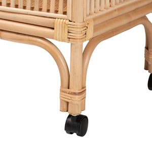 bali & pari Lombok Modern Bohemian Natural Brown Rattan Wine Cart