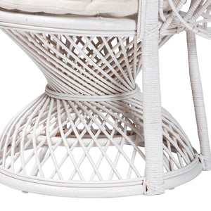 Baxton Studio Ediva Modern Bohemian White Natural Rattan Peacock Accent Chair