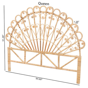 Baxton Studio bali Rasima Queen Size Rattan Headboard - Handcrafted Modern Bohemian Design for Chic Bedrooms WS038-Rattan-Natural-HB-Queen