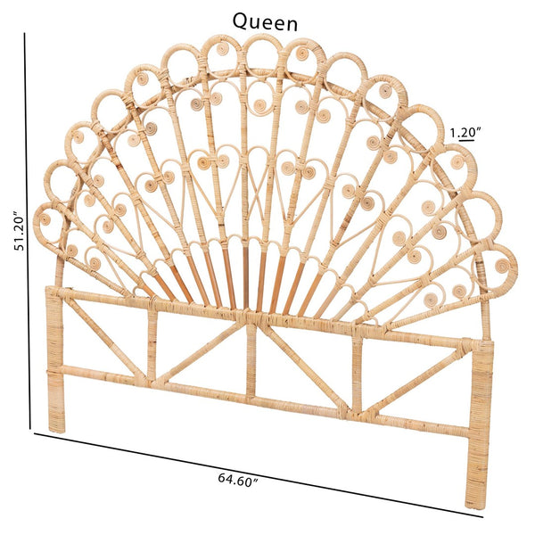 Baxton Studio bali Rasima Queen Size Rattan Headboard - Handcrafted Modern Bohemian Design for Chic Bedrooms WS038-Rattan-Natural-HB-Queen