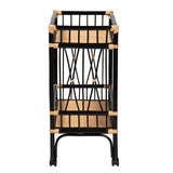 bali & pari Dalinda Modern Bohemian Two-Tone Black and Natural Brown Rattan 2-Tier Kitchen Cart