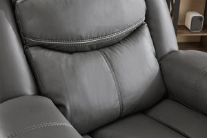 English Elm Black Air Leather Massage Recliner with Vibration Heating for Living Room Lounge Gray B2766P488713