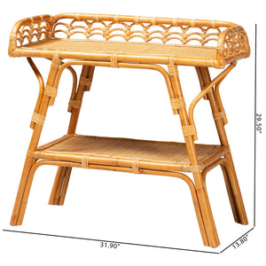 Baxton Studio bali Modern Bohemian Rattan 2-Tier Console Table - Handcrafted Island-Inspired Entryway Decor DCWH1003-Light Honey Rattan-Emilia Console Table