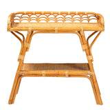 bali & pari Nayana Modern Bohemian Natural Rattan 2-Tier Console Table