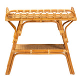 bali & pari Nayana Modern Bohemian Natural Rattan 2-Tier Console Table