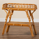 bali & pari Nayana Modern Bohemian Natural Rattan 2-Tier Console Table