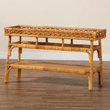 bali & pari Savitri Modern Bohemian Natural Rattan 2-Tier Console Table