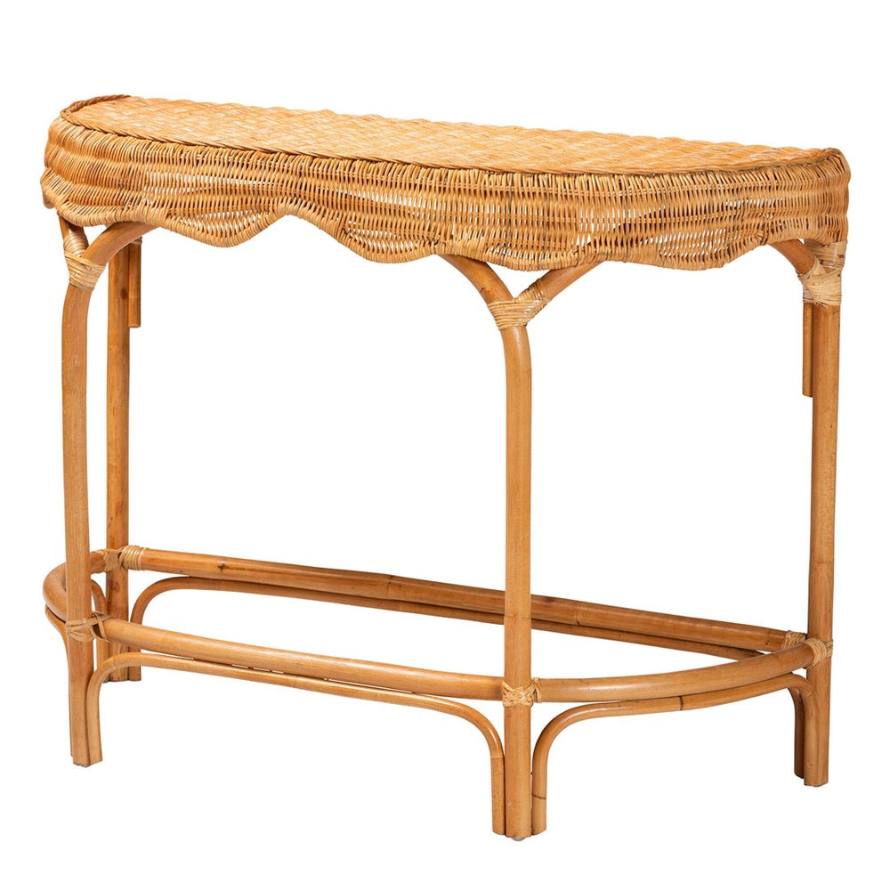 Baxton Studio bali Wakana Modern Bohemian Rattan Console Table - Handcrafted Natural Brown Beauty for Your Space DCWH1005-Light Honey Rattan-Lola Console Table