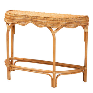 Baxton Studio bali Wakana Modern Bohemian Rattan Console Table - Handcrafted Natural Brown Beauty for Your Space DCWH1005-Light Honey Rattan-Lola Console Table