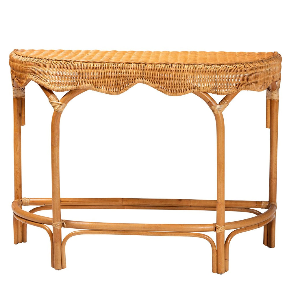 Baxton Studio bali Wakana Modern Bohemian Rattan Console Table - Handcrafted Natural Brown Beauty for Your Space DCWH1005-Light Honey Rattan-Lola Console Table