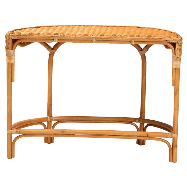 Baxton Studio bali Wakana Modern Bohemian Rattan Console Table - Handcrafted Natural Brown Beauty for Your Space DCWH1005-Light Honey Rattan-Lola Console Table