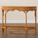 bali & pari Wakana Modern Bohemian Natural Brown Rattan Console Table