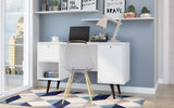 Manhattan Comfort Edgar Mid-Century Modern Office Desk White 133AMC129